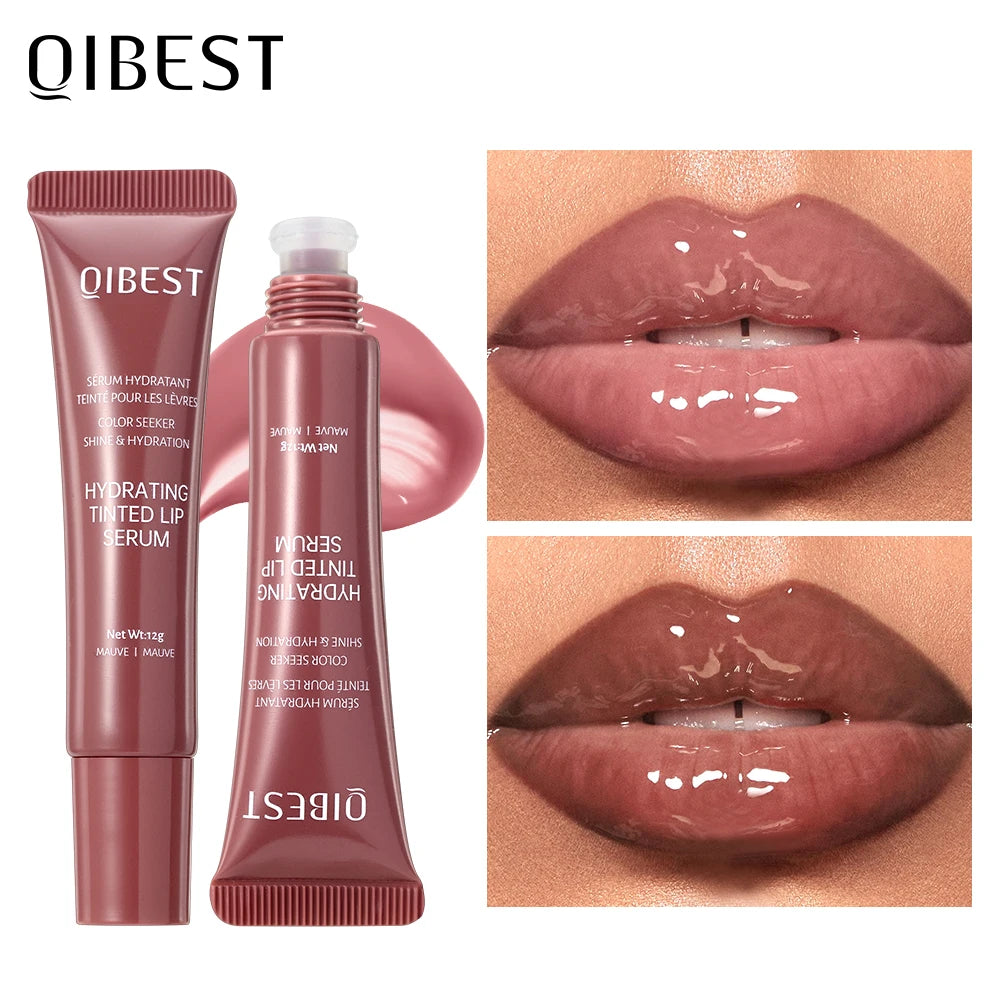 Nude Brown Plumping Lip Gloss Moisturising Colored Lip Oil Transparent Fullness Lips Tint Soft Tube Make Up Beauty Lips Care 12g